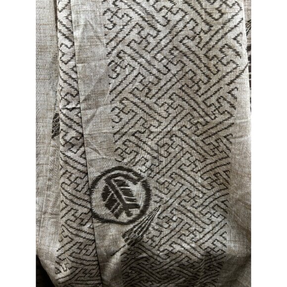 Vintage Japanese Kimono Robe Unisex Beige Linen Blend Abe Tabi Happi 54x60 - Picture 3 of 7
